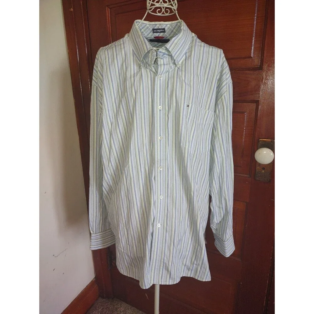 Tommy Hilfiger XXL Button Shirt Long Sleeve Multicolor 80's 2 ply Fabric